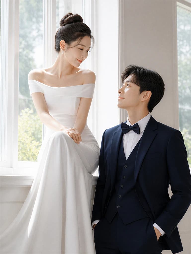 Aislin AI 婚紗照範例－韓式極簡棚拍