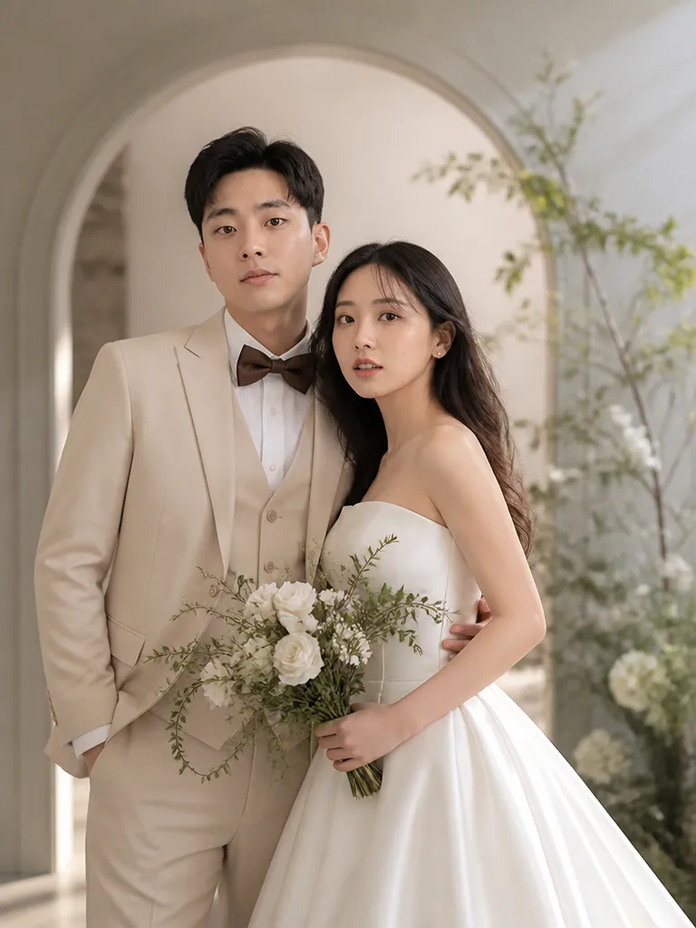 AI 婚紗照成品 - 由日常合照轉化的影樓級婚禮肖像