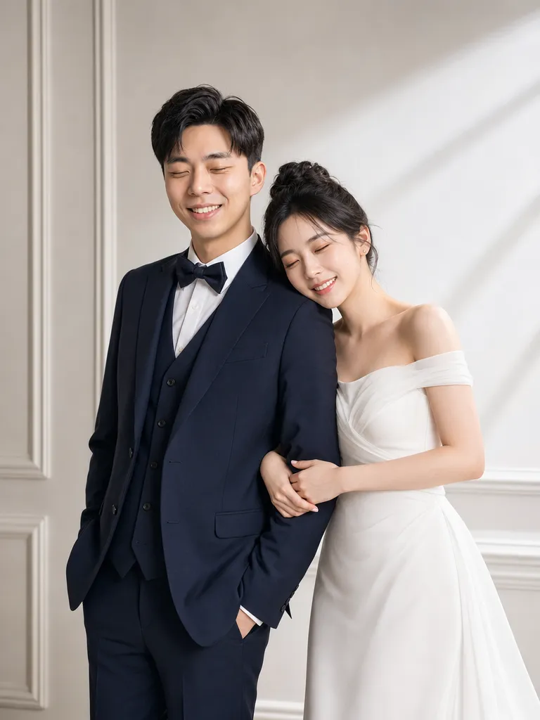 Aislin AI 婚紗照範例－韓式極簡棚拍