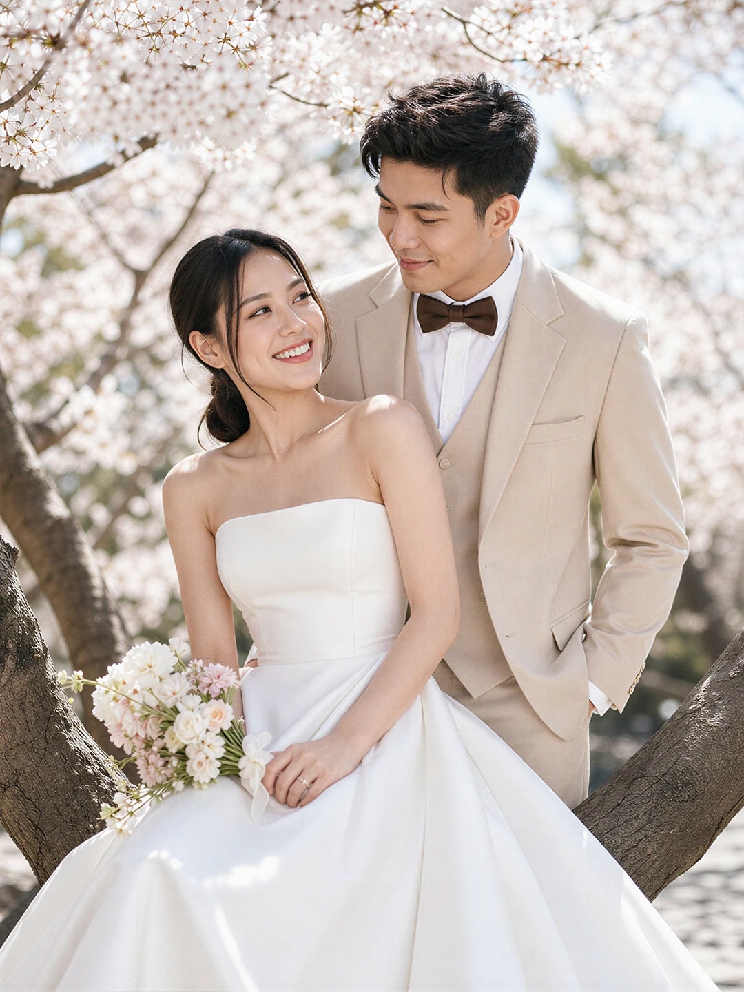 日系春日櫻花風婚照風格範例